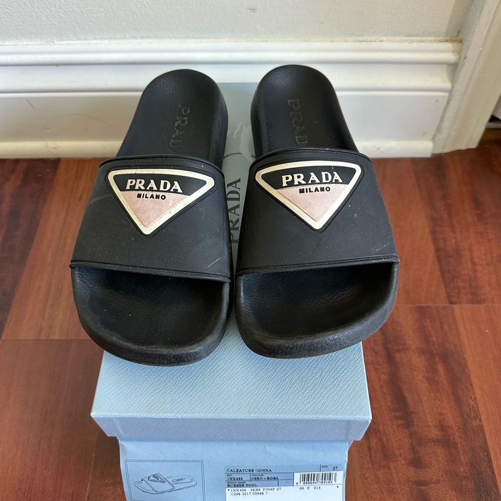 Prada Black Slide Sandals